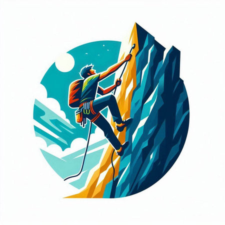 climber on the wall, extreme sport illustration in vector formatのイラスト素材