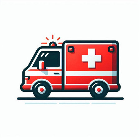 Ambulance car icon. Vector illustration in flat style isolated on white background.のイラスト素材