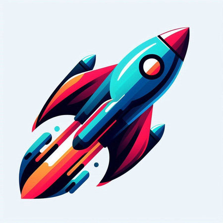 Rocket icon. Vector illustration of a flying rocket. Cartoon style.のイラスト素材