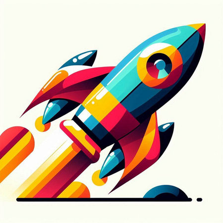 Retro rocket with colorful background. Vector illustration. Eps 10.のイラスト素材