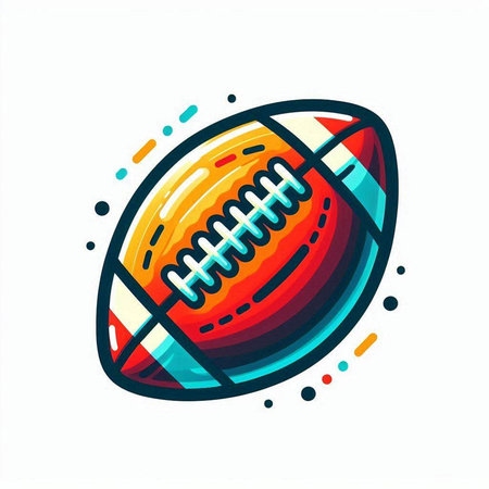 American football ball isolated on white background. Vector illustration in cartoon style.のイラスト素材