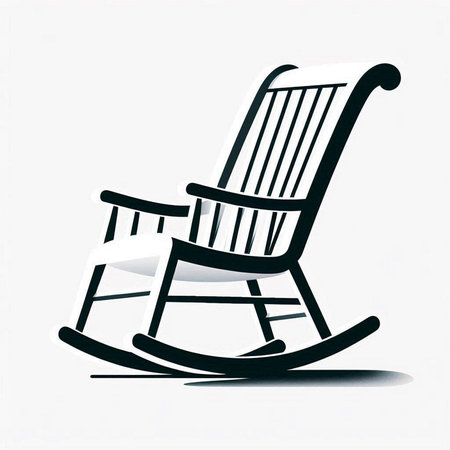 Rocking chair icon with shadow on white background. Vector illustration.のイラスト素材