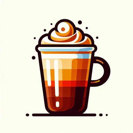 Coffee cup with whipped cream. Vector illustration in flat styleのイラスト素材