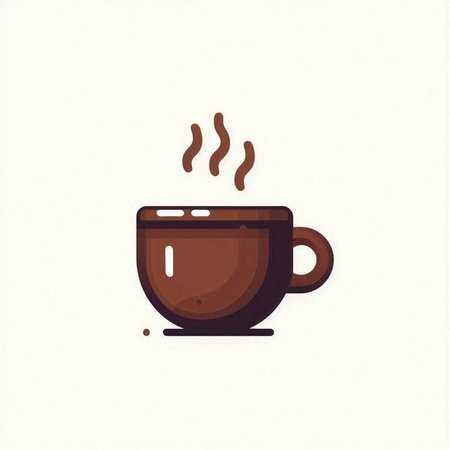 Coffee cup with steam. Vector illustration in flat style.のイラスト素材