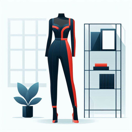Futuristic female mannequin. Vector illustration in flat styleのイラスト素材