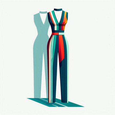 Fashionable women's dress on a mannequin. Vector illustration.のイラスト素材
