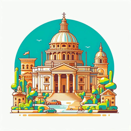 St. Petersburg, Russia. St. Isaac's Cathedral. Vector illustration.のイラスト素材
