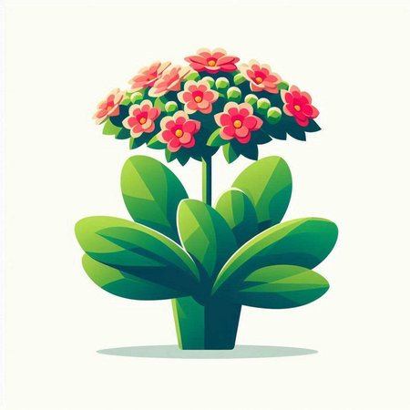 Flowering plant on a white background. Vector illustration in flat style.のイラスト素材