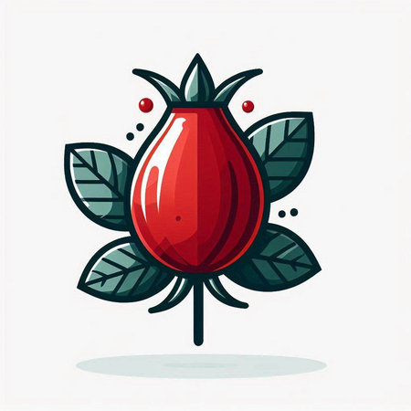 Rose hip cartoon vector illustration isolated on white background. Red rose hip icon.のイラスト素材