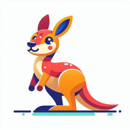 Kangaroo icon. Vector illustration of cute kangaroo.のイラスト素材