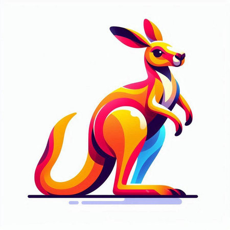 Kangaroo, vector illustration, isolated on a white background.のイラスト素材