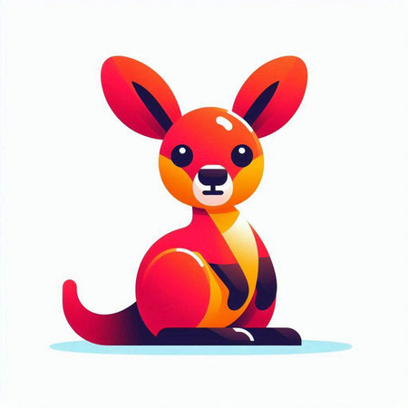 Kangaroo isolated on a white background. Cartoon vector illustration.のイラスト素材