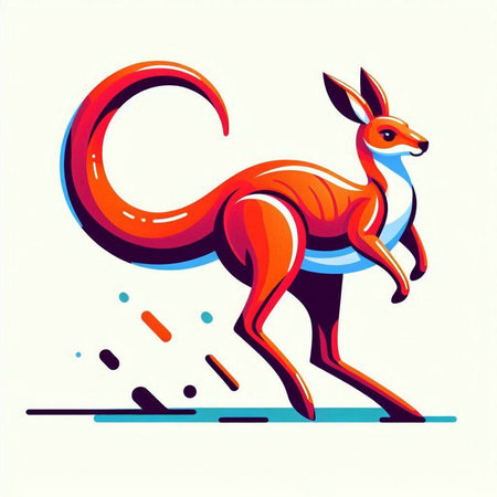 Kangaroo vector illustration. Cartoon style kangaroo mascot.のイラスト素材