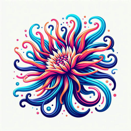 Illustration of a flower in the form of a mandala.のイラスト素材