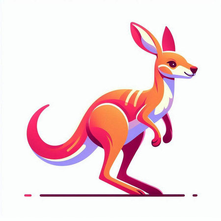Kangaroo in cartoon style on white background. Vector illustration.のイラスト素材