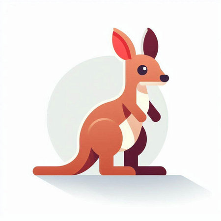 Kangaroo isolated on white background. Vector illustration in flat style.のイラスト素材