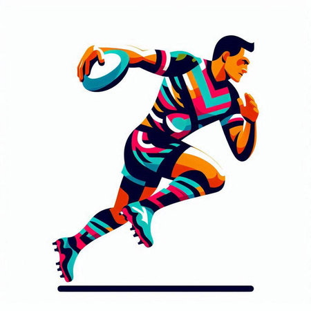 Illustration of a rugby player, isolated on a white background.のイラスト素材