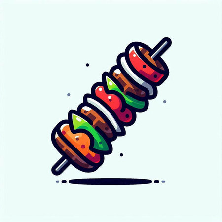 Shish kebab icon, vector illustration, flat design.のイラスト素材