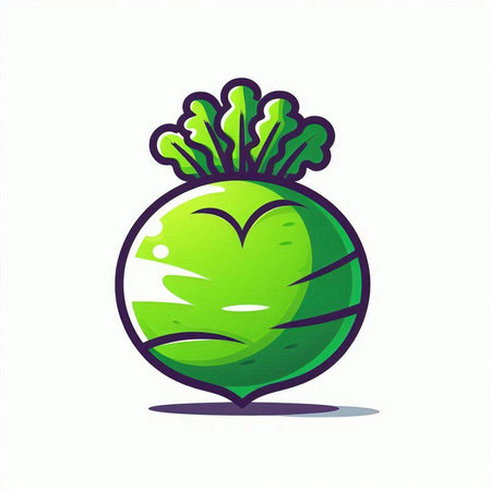 Cute kawaii kohlrabi vegetable. Vector illustration.のイラスト素材