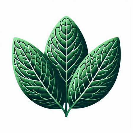 Illustration of a green leaf on a white background. Vector illustrationのイラスト素材