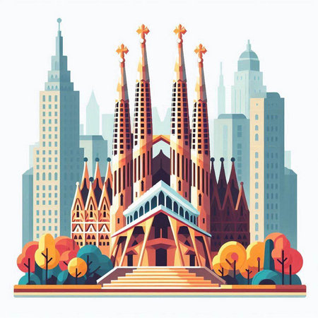 Cathedral of St. Peter and Paul in the city. Vector illustrationのイラスト素材