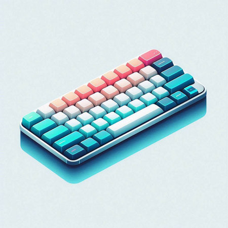 Colorful keyboard on blue background. 3D illustration. Eps 10.のイラスト素材