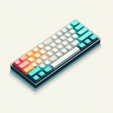 Keyboard with colorful buttons on white background. 3D illustration.のイラスト素材