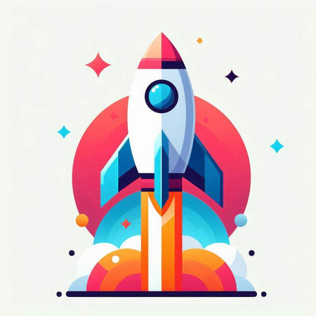 Rocket launch. Start up business. Vector illustration in flat style.のイラスト素材
