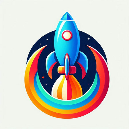 Space rocket in the space. Vector illustration. Colorful icon.のイラスト素材