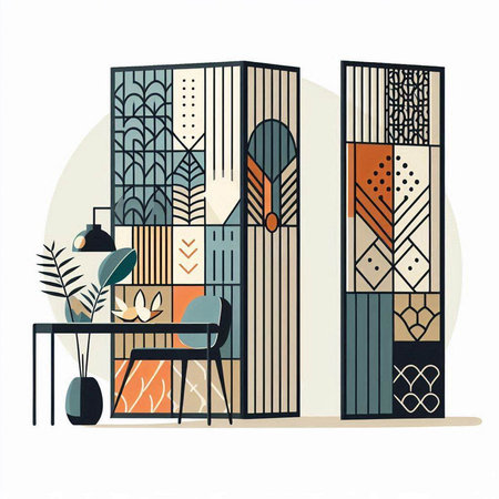 Modern interior design. Vector illustration in flat style. Cozy room.のイラスト素材