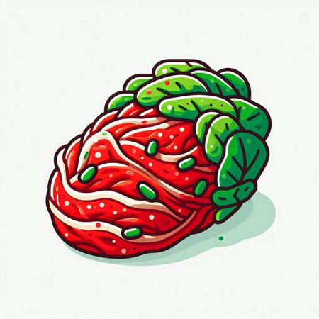Illustration of a slice of raw beef on a white background.のイラスト素材