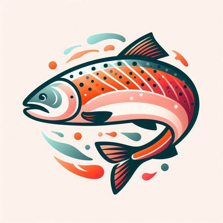 Illustration of salmon fish in a flat style. Vector illustration.のイラスト素材