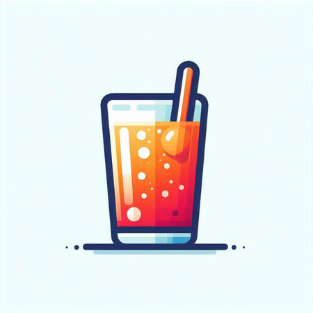 Cocktail with a straw in a glass. Vector illustration.のイラスト素材