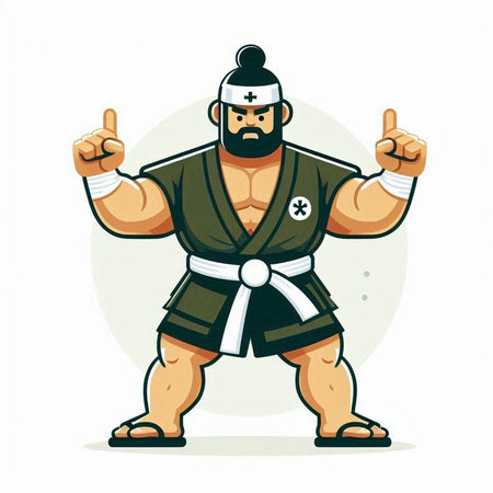 Kung fu fighter vector illustration. Cartoon kung fu fighter.のイラスト素材