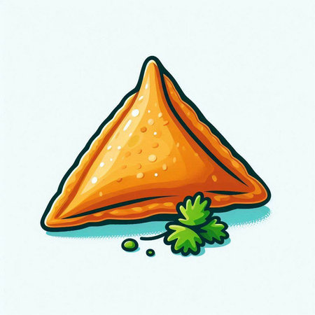 Illustration of a traditional indian samosas on a white backgroundのイラスト素材