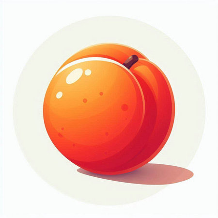 Peach icon. Vector illustration of a fresh ripe apricot.のイラスト素材