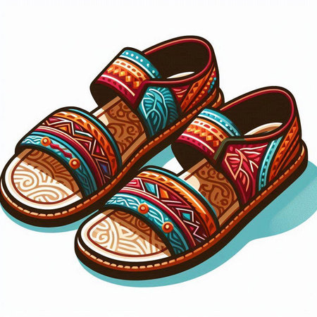 Vector illustration of a pair of colorful slippers on a white backgroundのイラスト素材