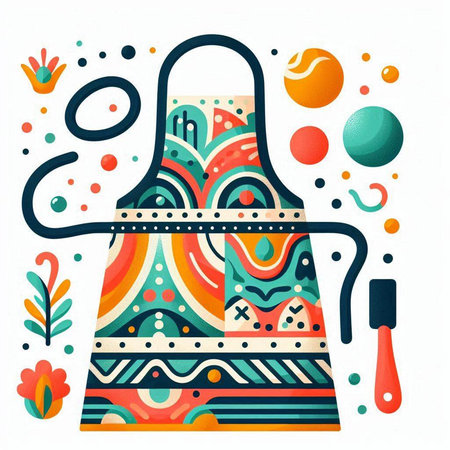 Kitchen apron. Vector illustration of apron with abstract pattern.のイラスト素材