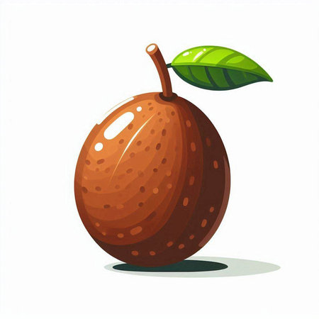 Illustration of fresh whole tropical fruit with leaves isolated on white backgroundのイラスト素材