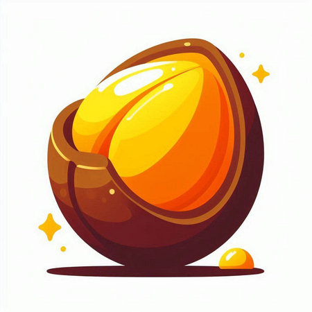 Illustration of an orange fruit in a bowl on a white backgroundのイラスト素材