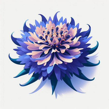Beautiful blue dahlia flower on white background. Vector illustration.のイラスト素材