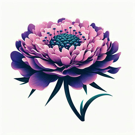 Purple peony flower isolated on white background. Vector illustration.のイラスト素材