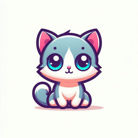 Cute cartoon cat. Vector illustration isolated on a white background.のイラスト素材