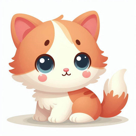 Cute cartoon cat. Vector illustration isolated on a white background.のイラスト素材