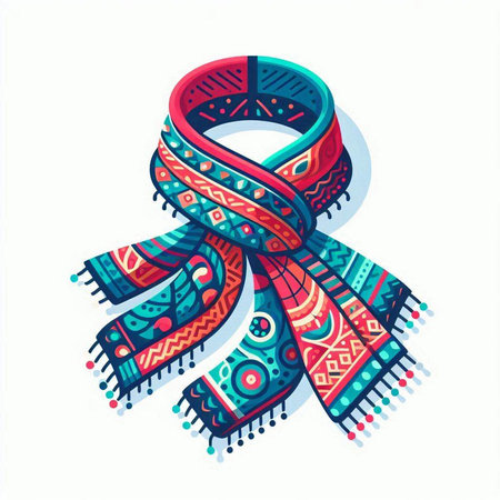 Vector illustration of a colorful scarf. Isolated on white background.のイラスト素材