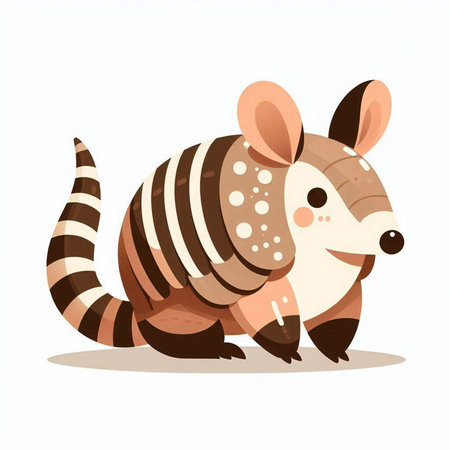 Cute cartoon armadillo. Vector illustration isolated on white background.のイラスト素材