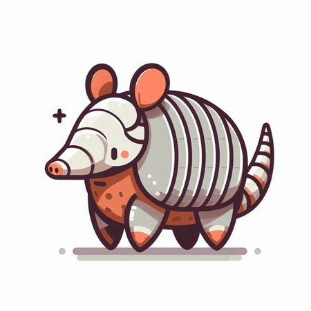 Cute cartoon armadillo. Vector illustration on white background.のイラスト素材