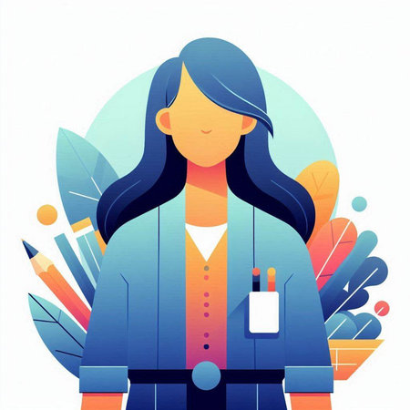 Woman in a medical coat with a folder in her hands. Vector illustrationのイラスト素材