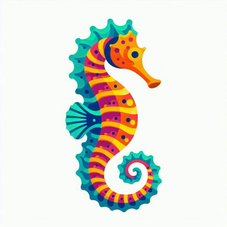 Colorful seahorse on a white background. Vector illustration.のイラスト素材