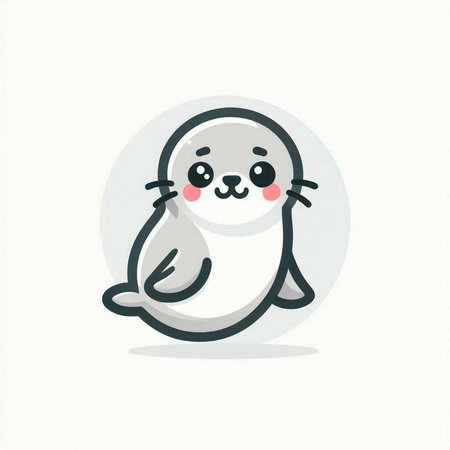 Cute seal cartoon. Vector illustration. Cute baby seal.のイラスト素材